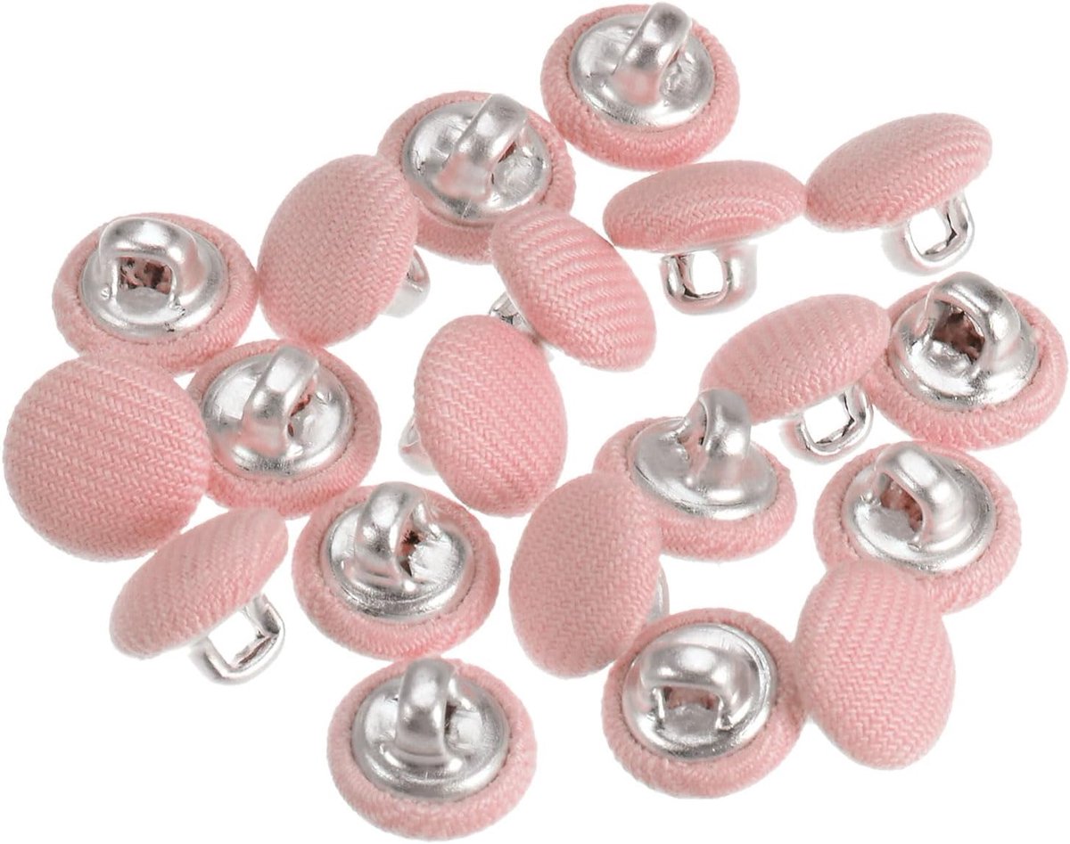 Sourcing map 20 stuks 16L stoffen doek bedekte knoop 10 mm rond metalen schacht naaien knopen voor pakken jurk blouses roze