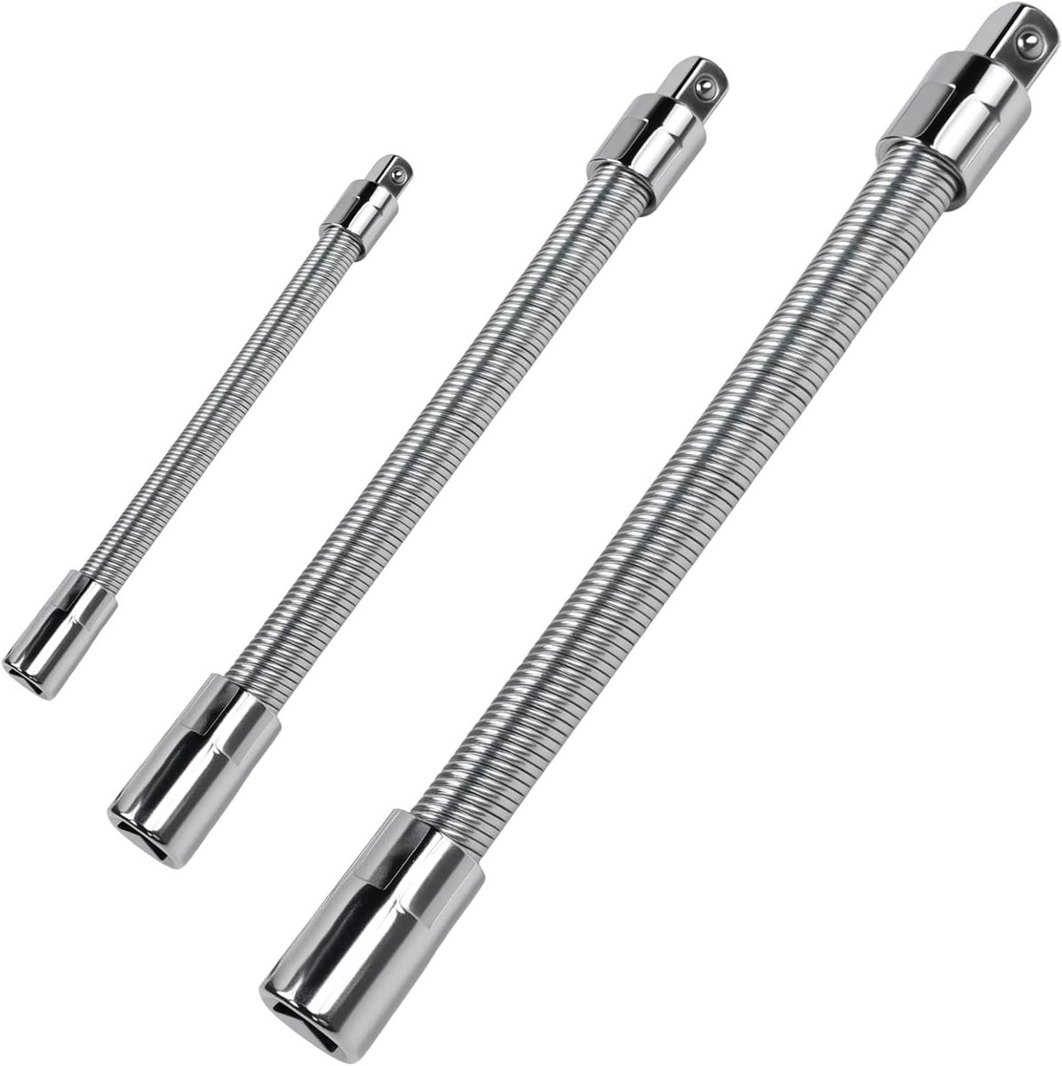 3-delig, veerstaal, dopsleutel, verlengstangen met veiligheidskogel 1/4, 3/8, 1/2 inch, voor ratel, boormachine, accuschroevendraaier