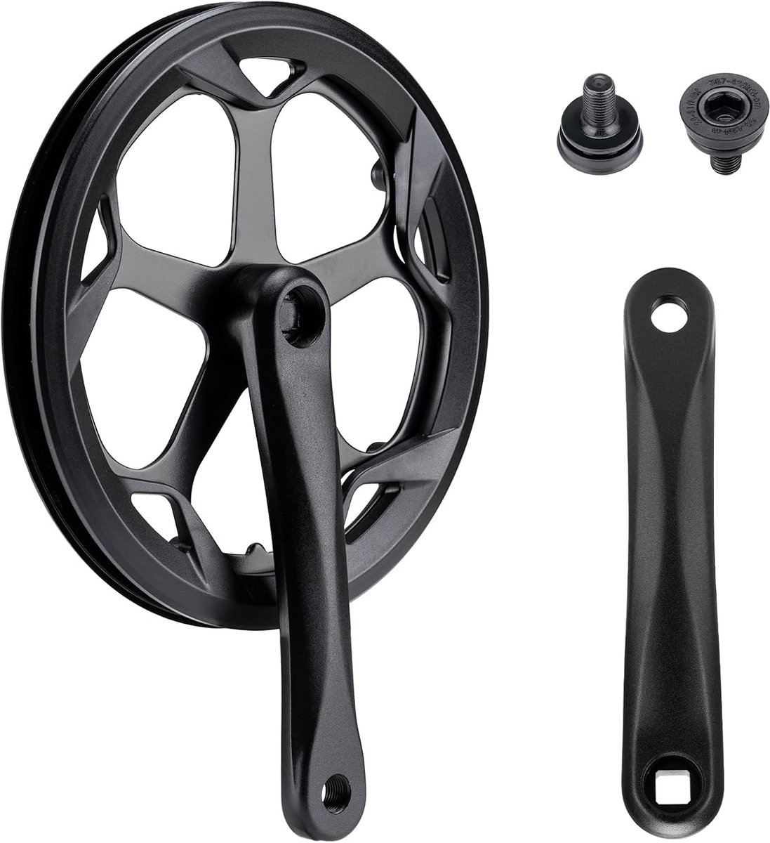 46-52T Crankstel 152-170mm aluminium krukarm, stalen kettingblad & dubbele beschermer voor 1/6/7/8v e-bike, stadsfiets, vouwfiets, fatbike, mountainbike