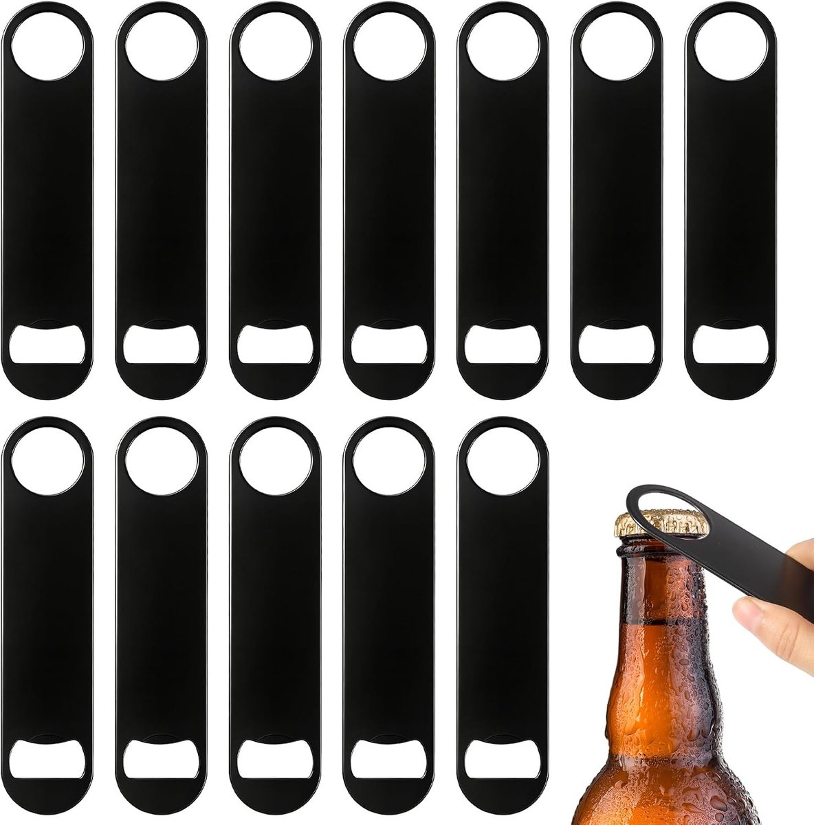 Flesopener 12 stuks - roestvrij staal - ergonomisch design - ideaal voor keuken en bar - ShopVlot