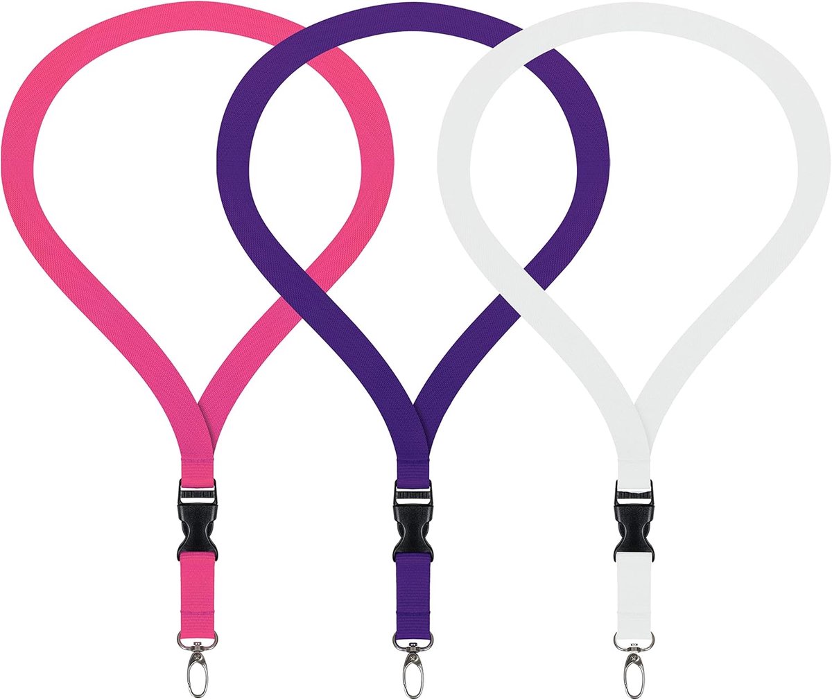 Lanyard set 3 stuks - premium kwaliteit - bessen, violet en wit - ideaal voor ID-kaarthouder en sleutels - ShopVlot