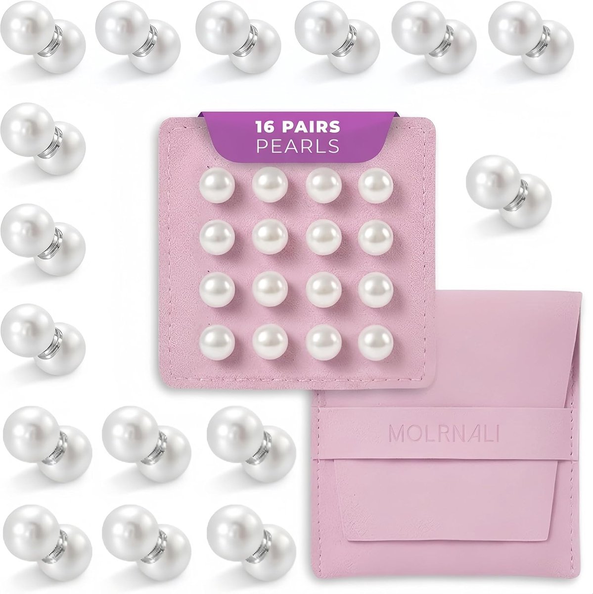 Sluiergewichten 16 paar - elegante parels - sterke magnetische grip - voor perfecte bruidssluier - ShopVlot