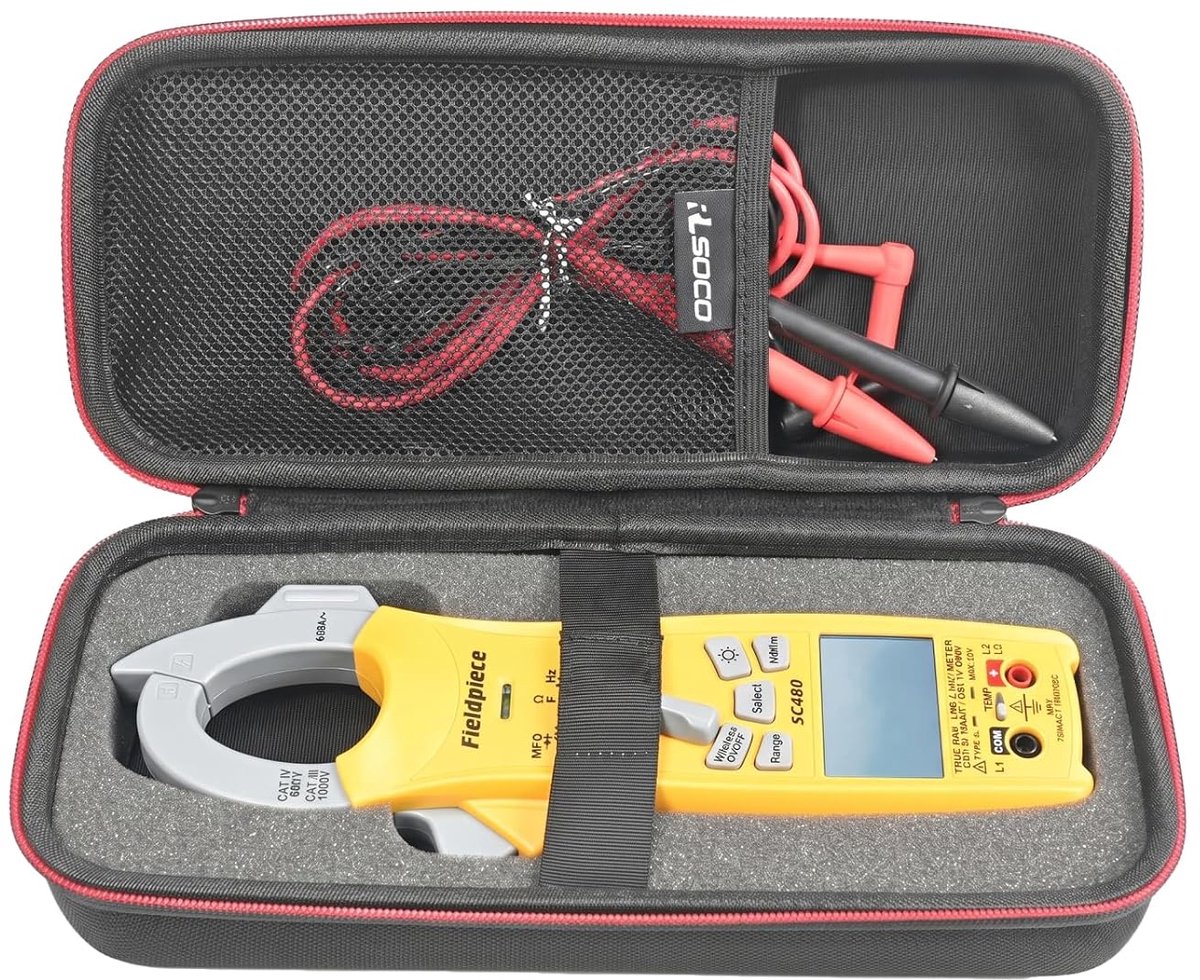 Case hoes voor Fieldpiece SC440/SC480A Clamp Multimeter - Hardcase met YKK-ritssluiting - ShopVlot