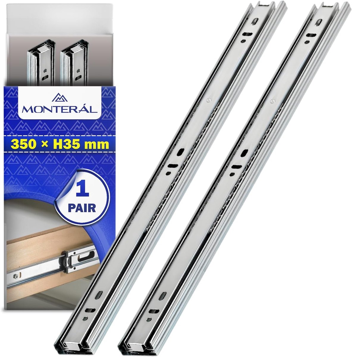 Glijrails voor laden 350 mm - telescopische rails - volledige verlenging - eenvoudig te monteren - ShopVlot