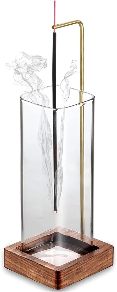 Wierookhouder - Houten design - Met afneembare glazen asopvang - Ideaal voor meditatie - ShopVlot