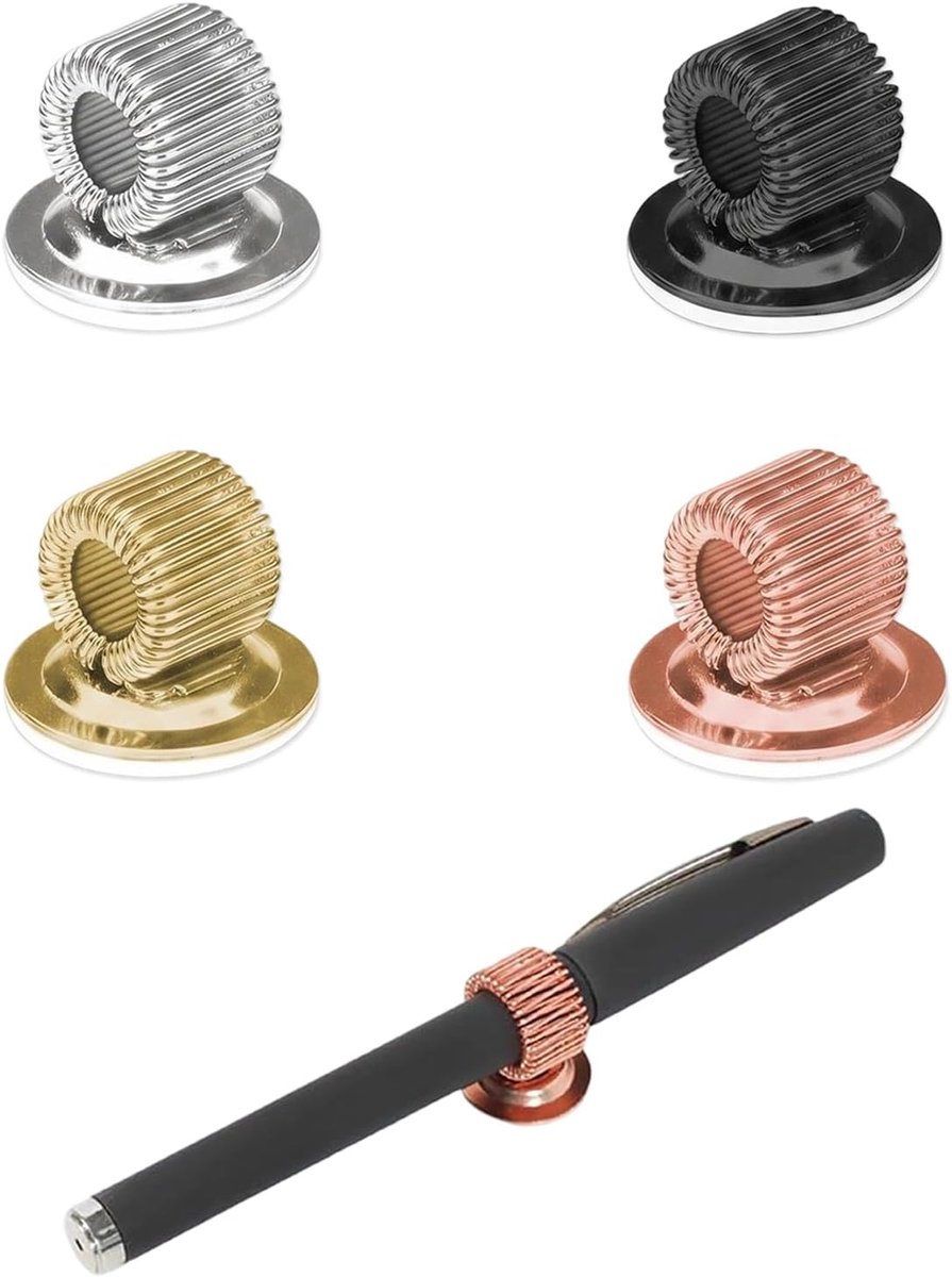Zelfklevende pennenhouder 4 stuks - zilver/zwart/goud/roségoud - onzichtbare antislip lijm - bevrijdt je handen - ShopVlot