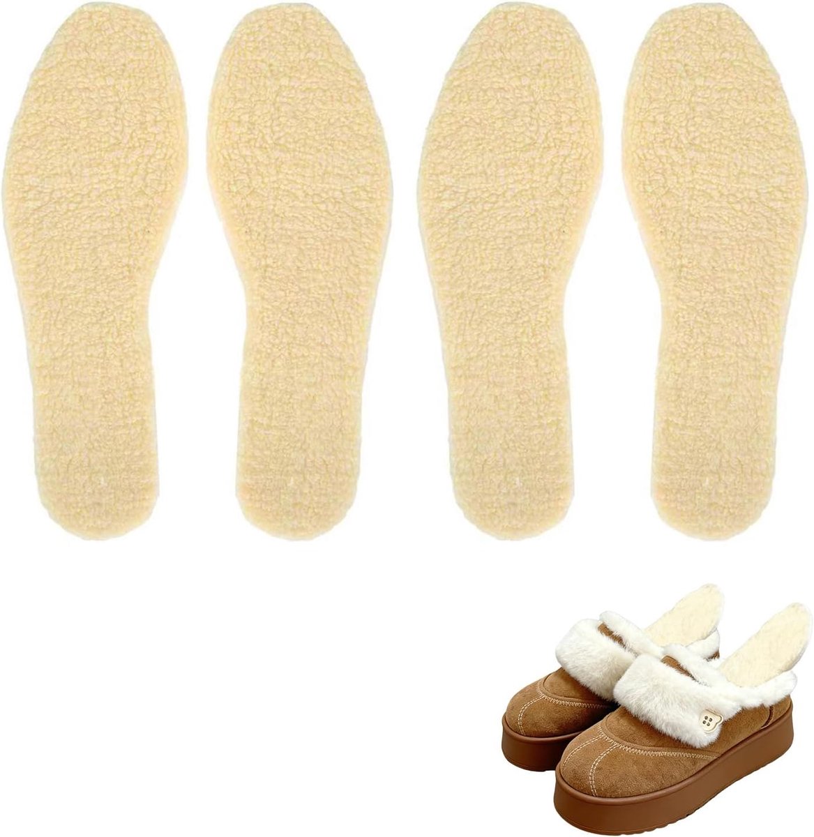 Winterinlegzolen kinderen maat 30 - Schapenwol en kurk - Optimale warmte-isolatie - Aangenaam draaggevoel - ShopVlot
