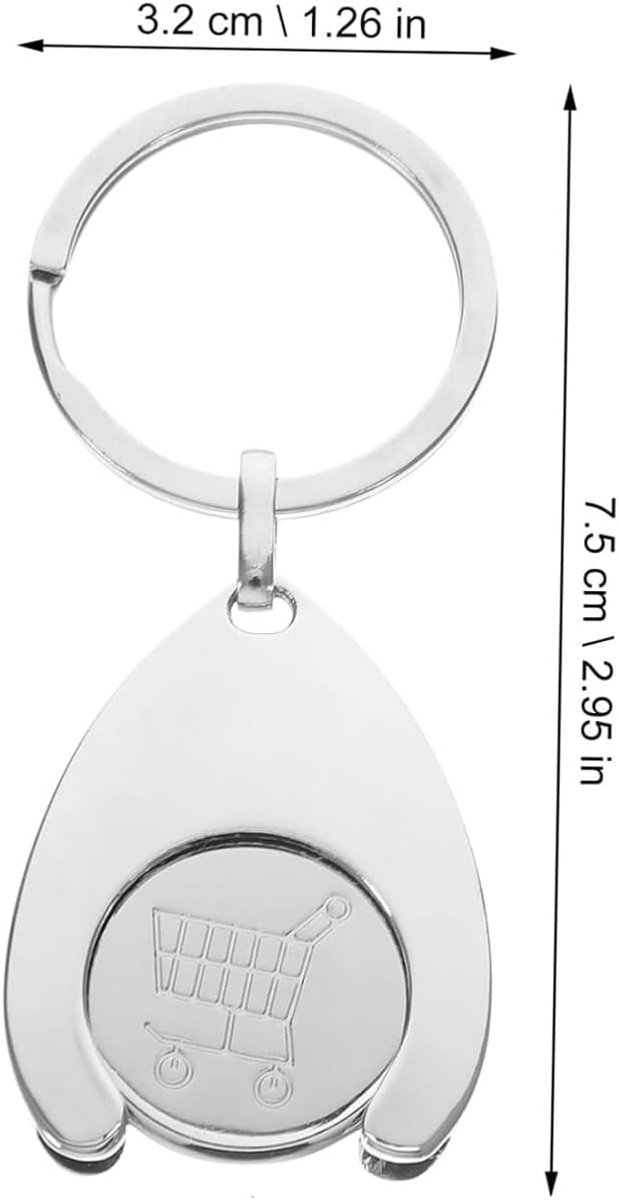 Winkelwagentje Munten Sleutelhanger - Metaal - Elegante Design - Handig voor boodschappen - ShopVlot