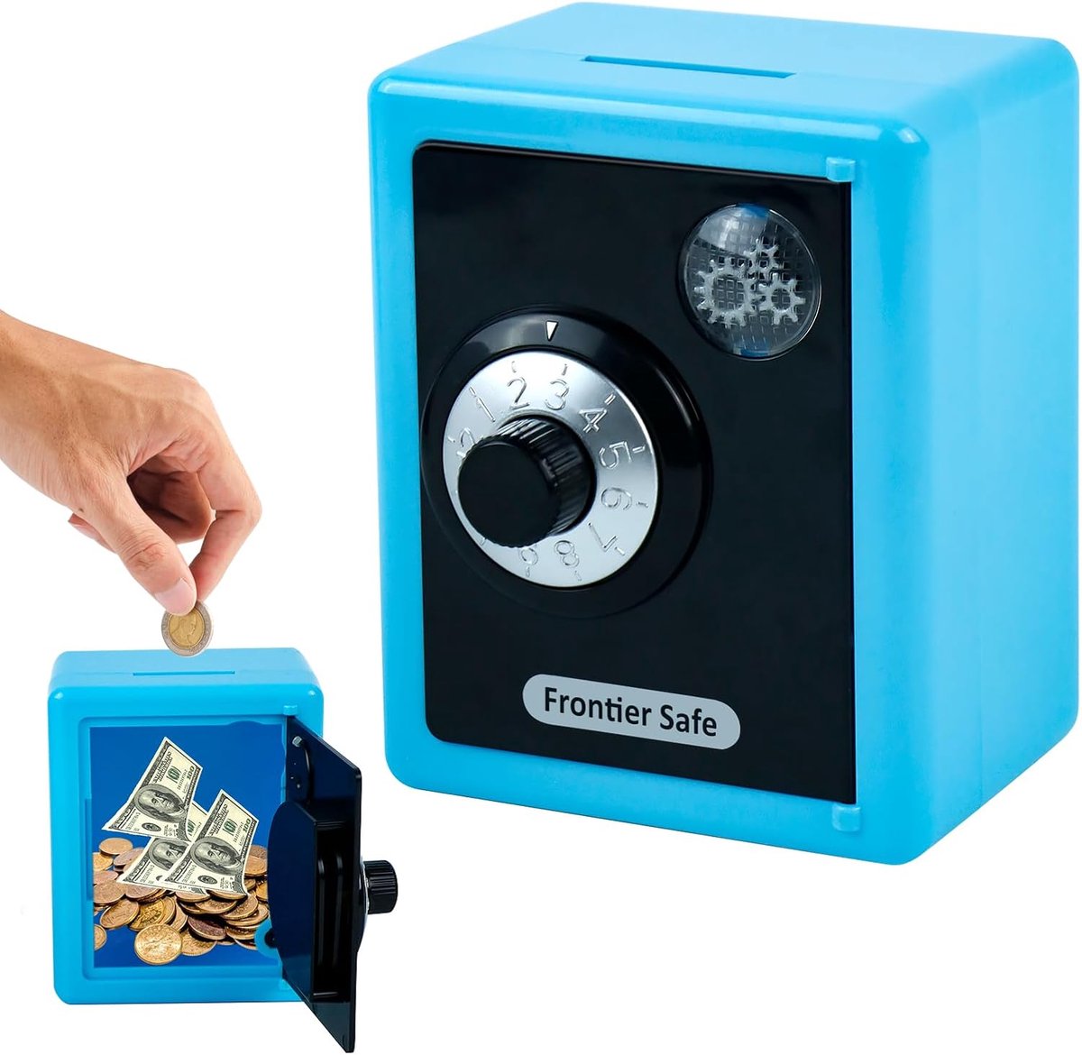 Spaarpot voor kinderen - Blauw plastic - Retro design - Veilig en gebruiksvriendelijk - ShopVlot