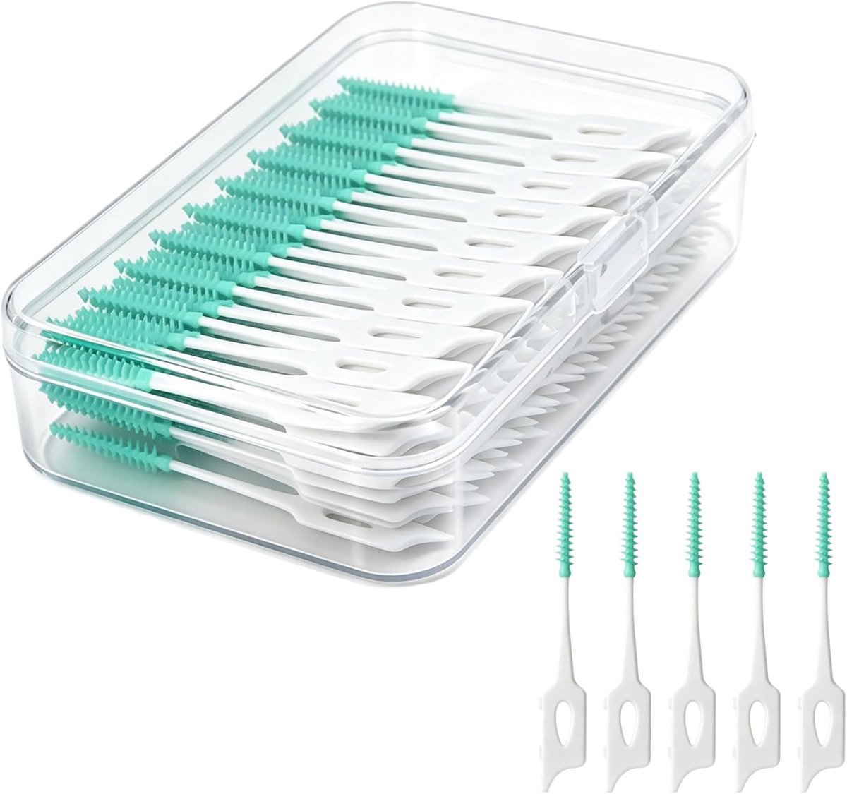interdentale borstels 150 stuks - zachte siliconen - hygiënische opbergdoos - dagelijkse tandreiniging - ShopVlot
