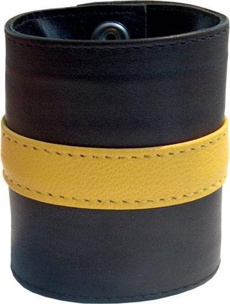Mister b leather wrist wallet zip yellow stripe s