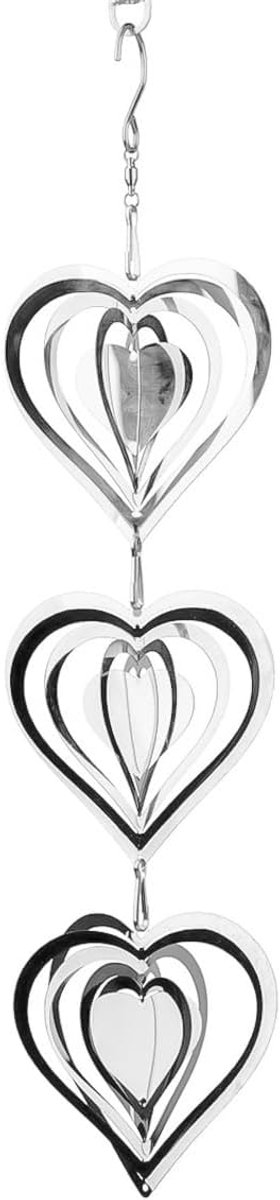 Windgong ornament hartvormig 10x41cm - zilver metaallegering - elegant design - rustgevende decoratie - ShopVlot
