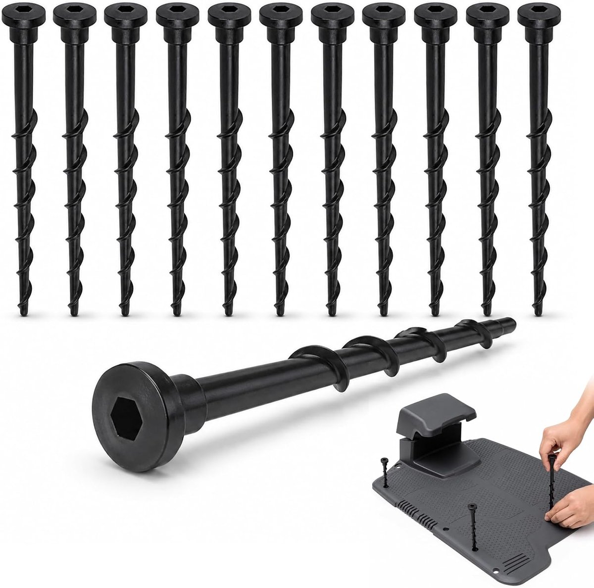 Aardschroeven 12 stuks - 13,7 cm - robuust kunststof - perfect voor robotmaaiers - ShopVlot