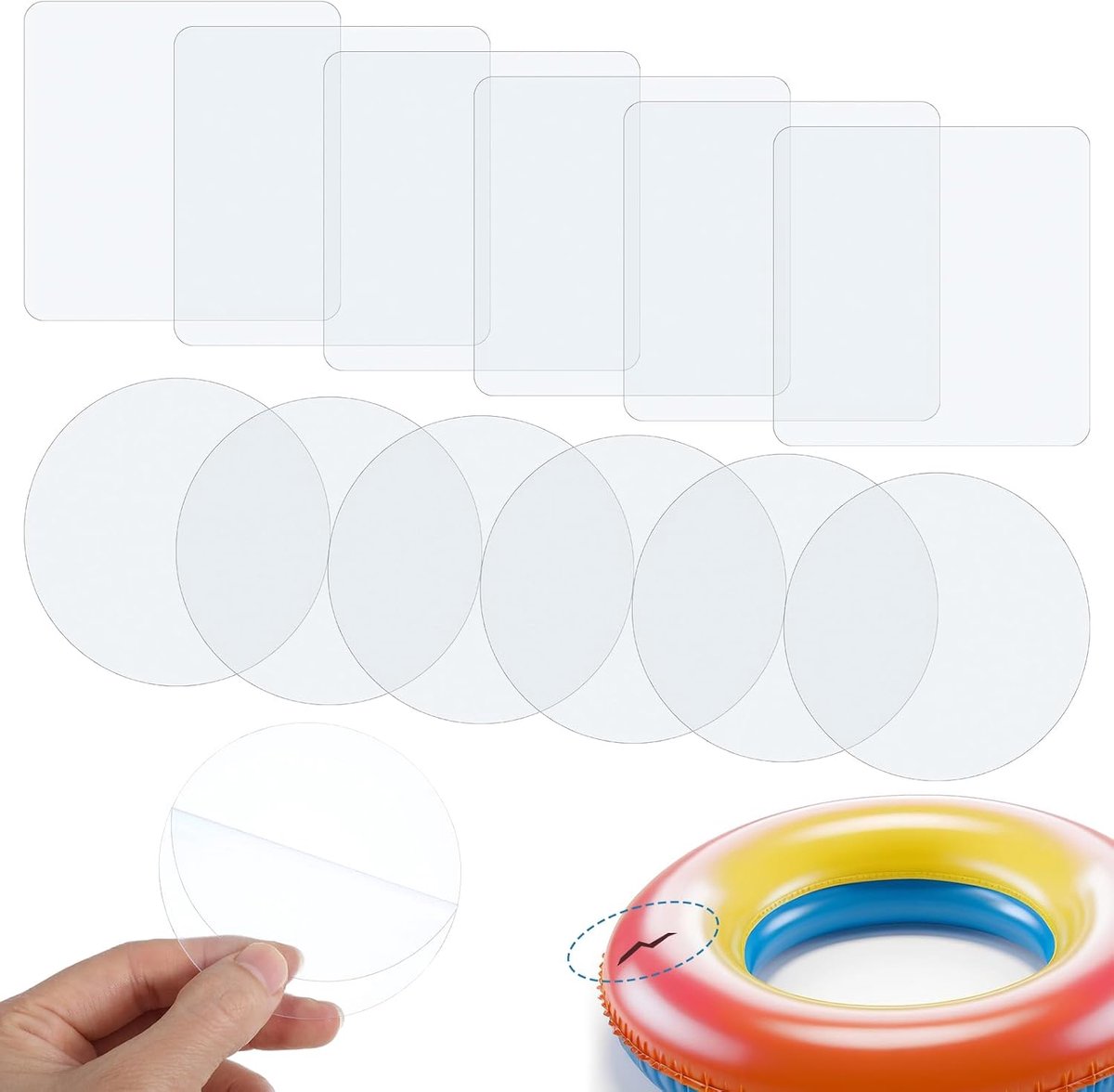 Zwembadreparatieset 12 stuks - zelfklevende patches - waterdicht PVC - ideaal voor opblaasbare voorwerpen - ShopVlot