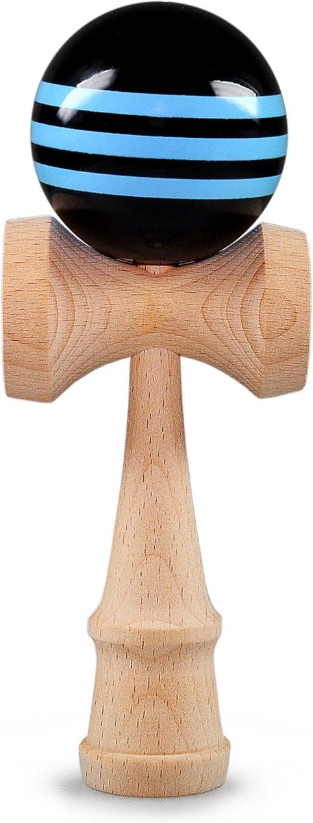 Kendama Beukenhout 16 cm - Traditioneel Japans spel - Blauw Zwart - Verbeter coördinatie en behendigheid - ShopVlot