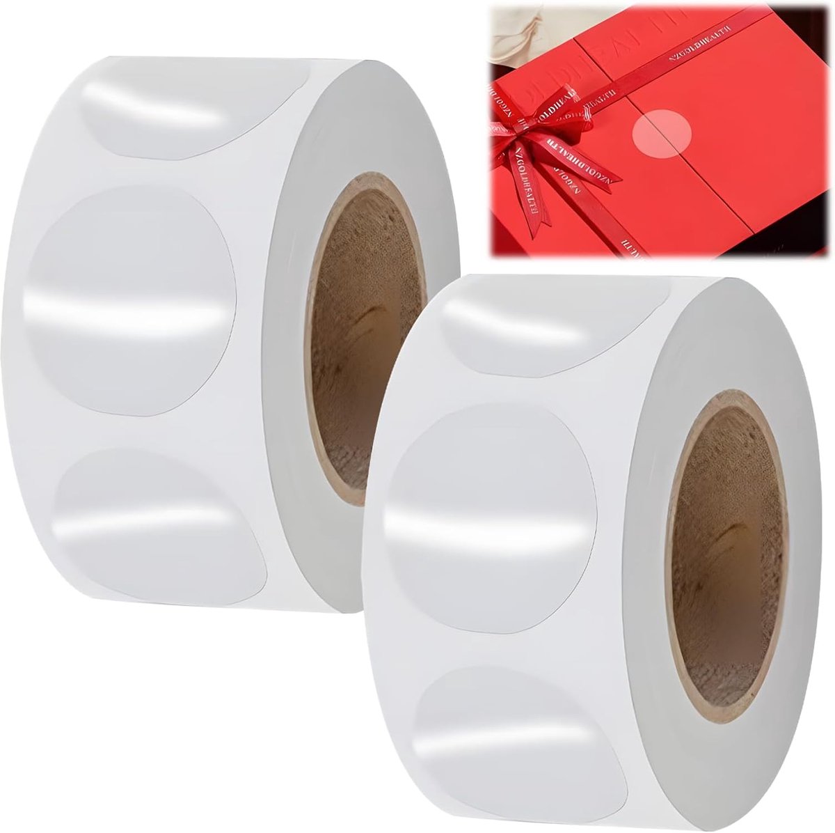 Witte cirkelstickers 1000 stuks - zelfklevend papier - sterke hechting - ideaal voor cadeauverpakking - ShopVlot
