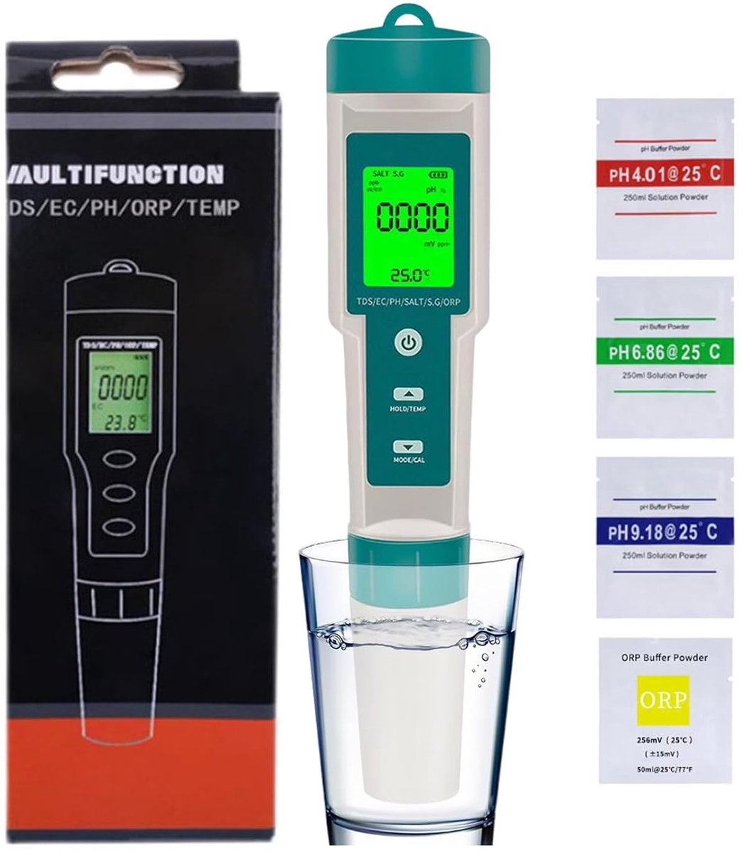 Zoutgehaltemeter zwembadwater 7-in-1 - pH-waardemeter - hoge nauwkeurigheid - voor waterkwaliteitstesten - ShopVlot