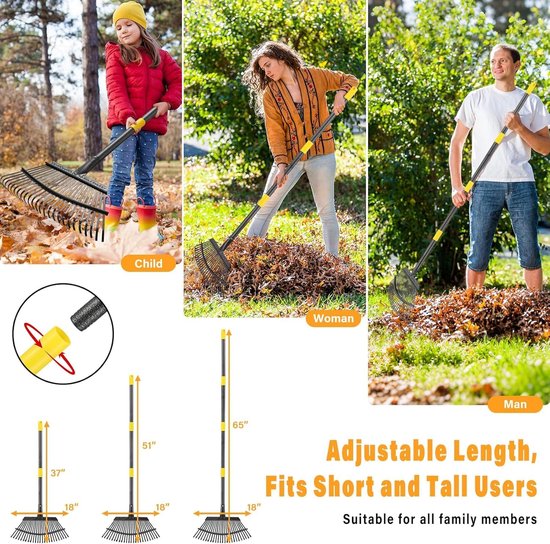 Hark voor bladeren 25 tanden - 4 delige set - stevig materiaal - ideaal voor tuinonderhoud - ShopVlot — afbeelding 4