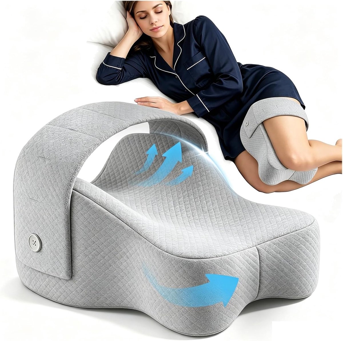 Orthopedisch kussen voor zijslapers - Geheugenschuim beensteun - Ergonomische vorm - Vermindert heup- en rugpijn - ShopVlot