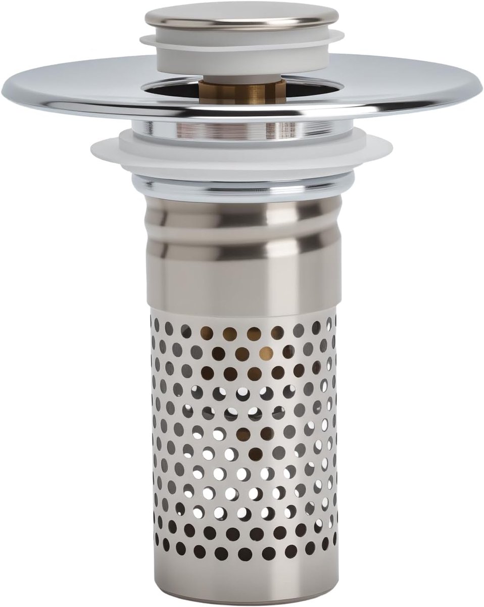 Afvoerstopper universeel 28-37mm - roestvrij staal - dubbele afdichting - eenvoudige bediening - ShopVlot