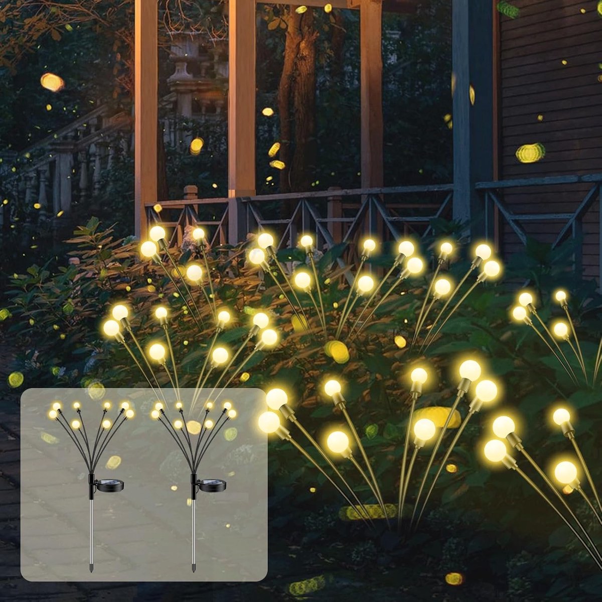 Solar tuinpadverlichting warm wit - 2 stuks - oplaadbare LED - sfeervolle verlichting voor tuinpad - ShopVlot