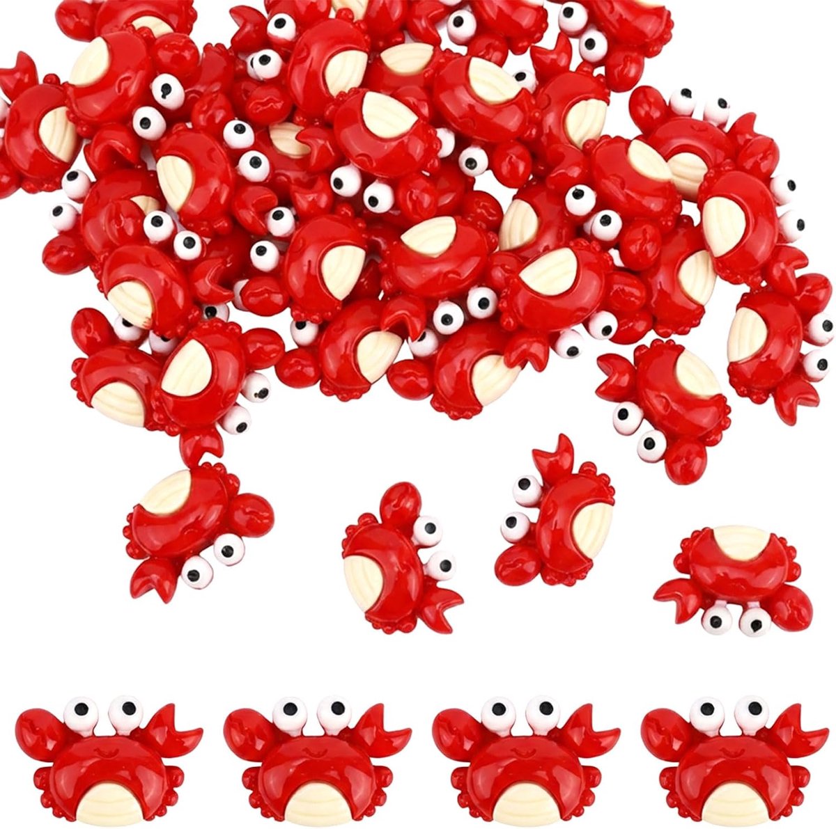 Mini krabbetjes 50 stuks - realistische plastic ornamenten - kleurrijk en duurzaam - ShopVlot