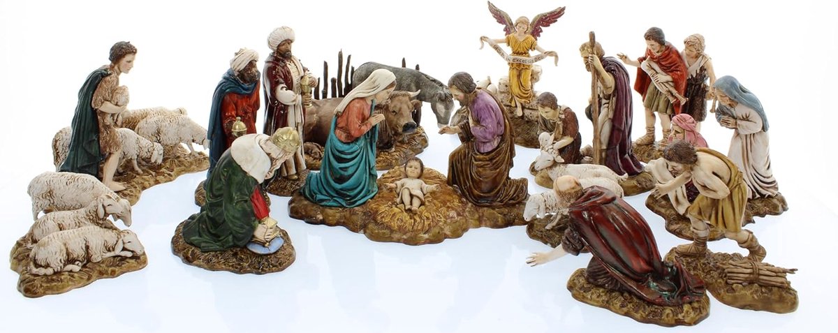 Kerststal 14-delige set - handgeschilderd - schaal 1:22 - authentieke Italiaanse sculptuur - ShopVlot