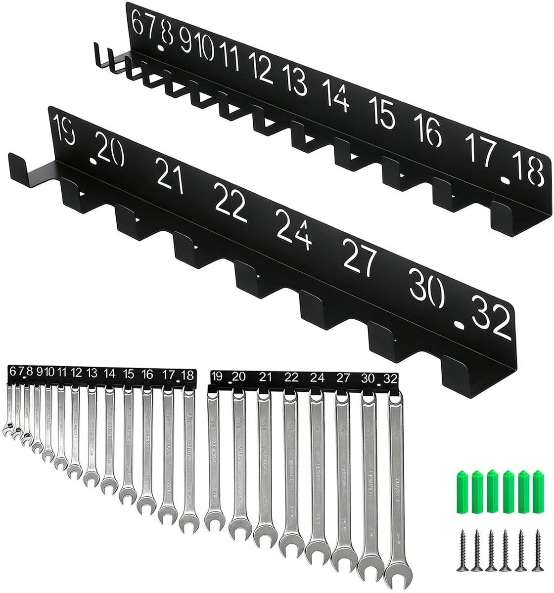 Gereedschapshouder wand 40 cm - 2 stuks schroevendraaier- en tanghouder - ruimtebesparend - organiseer uw garage - ShopVlot