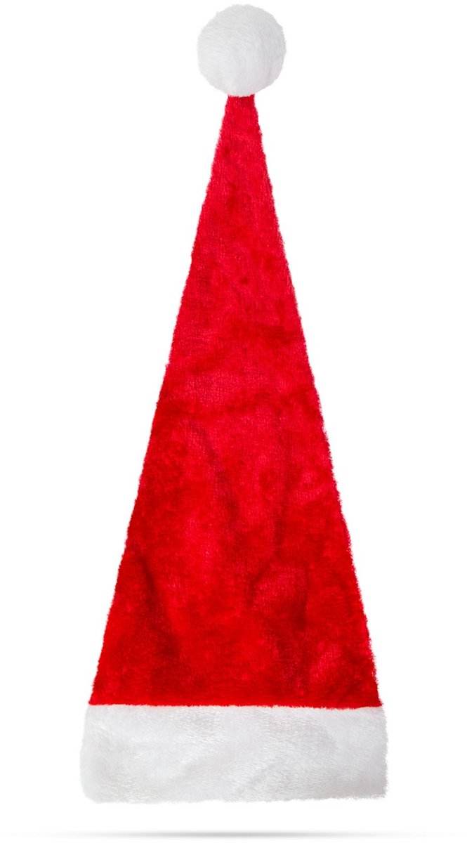 Kerstmanmuts - pluche - rood / wit - 75 x 32 cm 1 Stuks [58710]