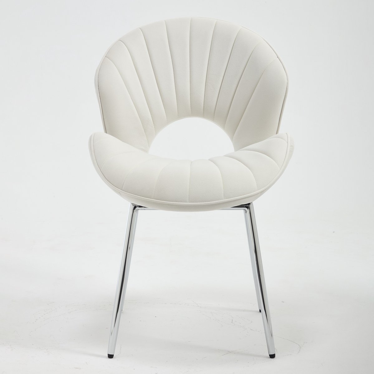 COVREO Eetkamerstoel 55 x 49 x 82,5 cm, ivory, velvet, set van 2