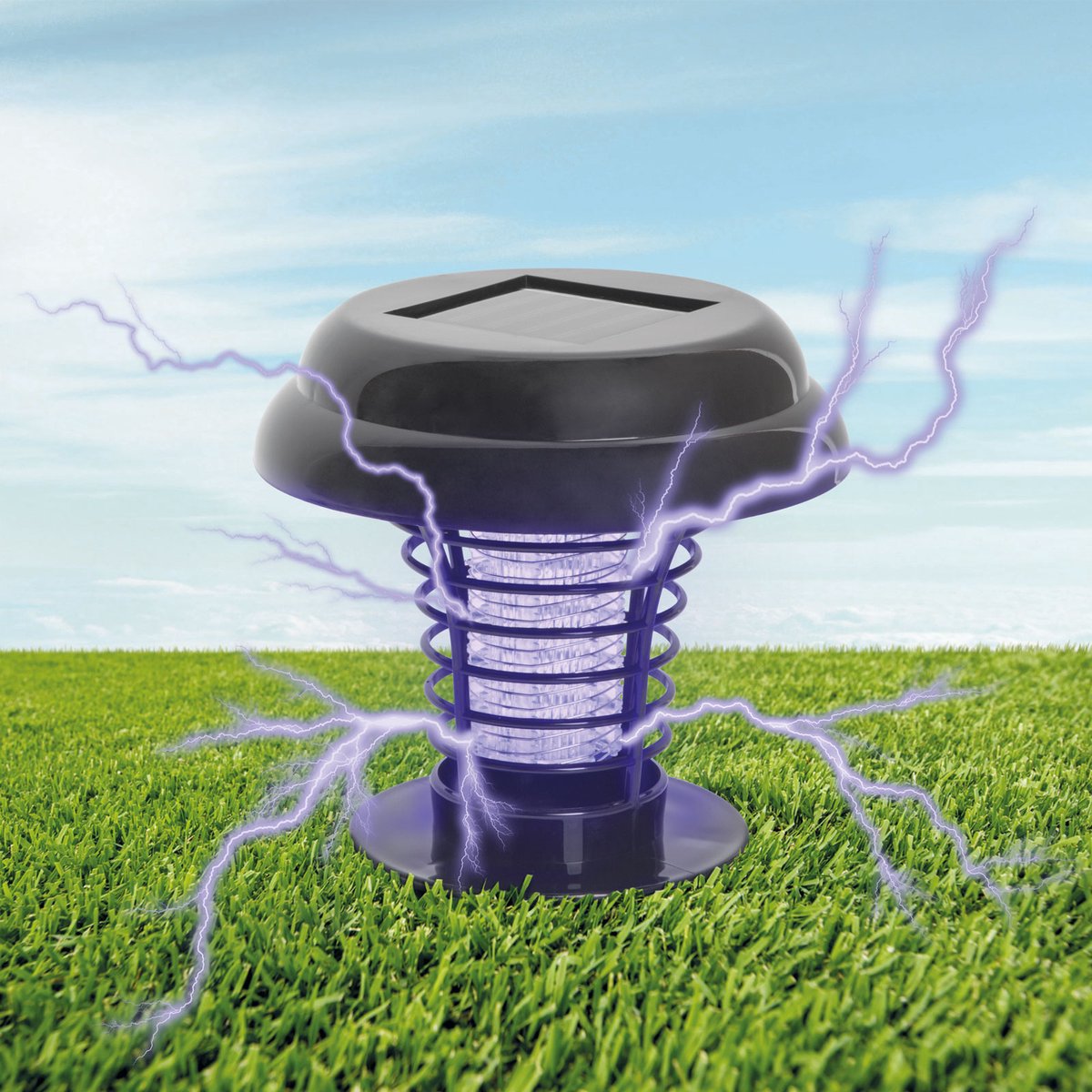 Muggenlamp / Insectenlamp op Zonne-energie - insectenverdelger met grondpin - UV-licht muggenvanger - zwart - buitengebruik [55667]
