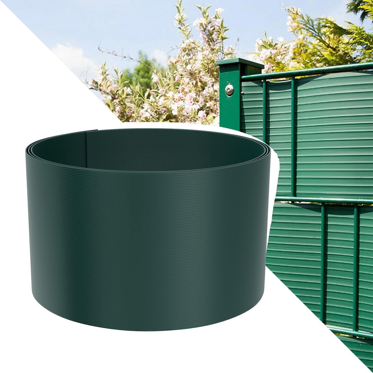 Inkijkwerende stroken, hard pvc, hek, inkijkbescherming, 5 m x 19 cm, hekfolie, ondoorzichtig, anti-uv-inkijkbescherming, voor dubbelstaafmattenhek, tuinhek, inkijkbescherming (groen)