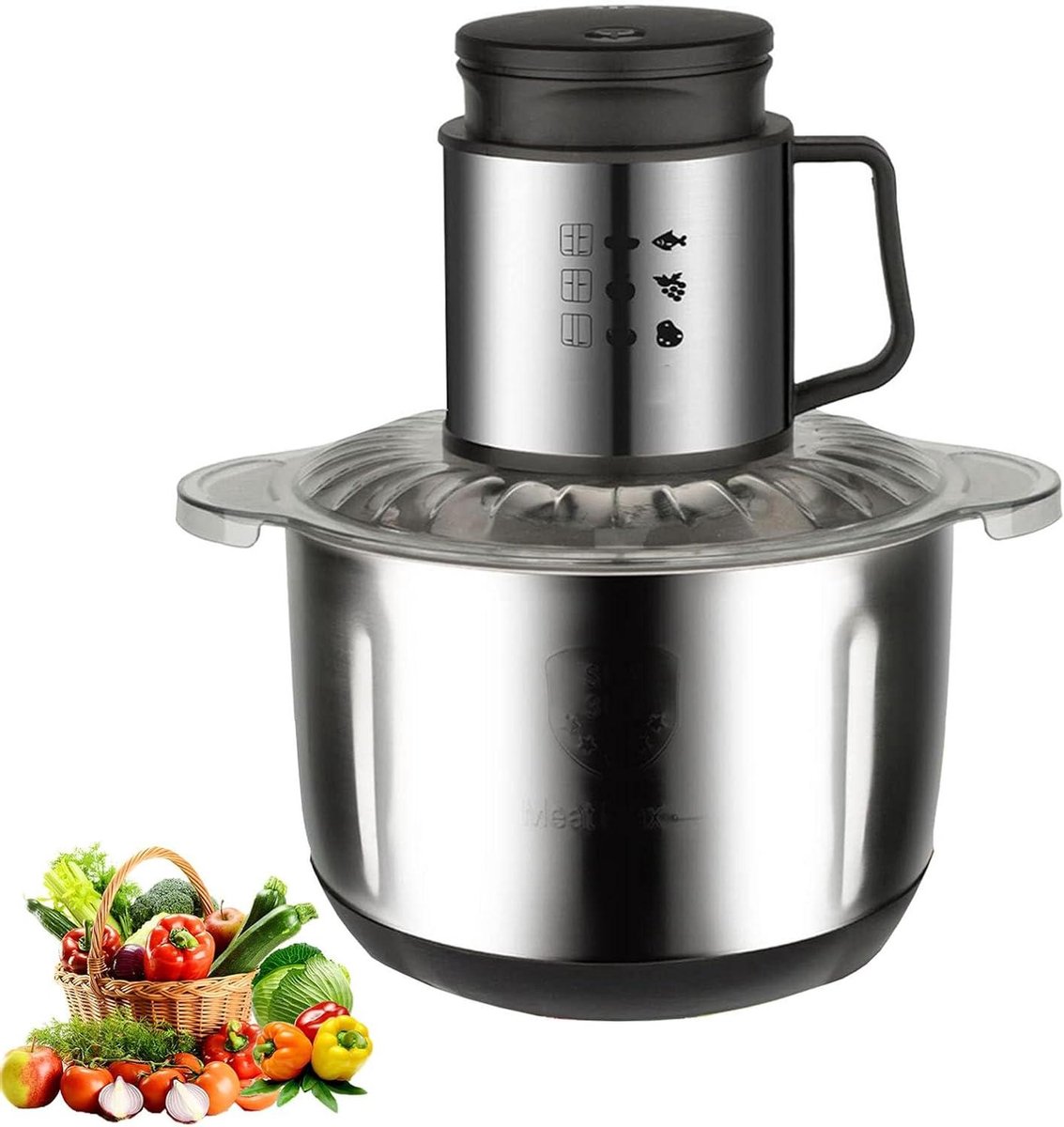 Mini Voedselhakmolen - Keukenmachine Blender - Efficiënt Koken - Krachtige 1000W Motor - 5 Liter Kom - Zilver