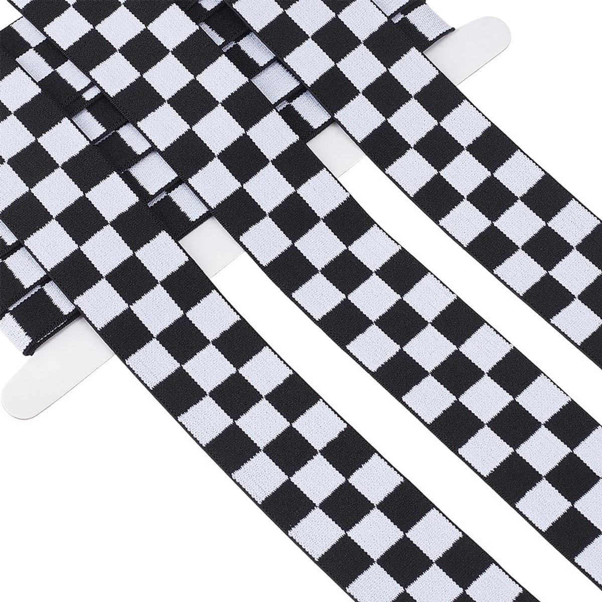 4.3M 40mm Zwart Wit Geruit Elastisch Lint Brede Plaid Stretch Band Buffalo Stretchy Trim Tartan Geweven Linten Voor Geschenkverpakking Zakken Versiering Decoratie Diy Craft Supply