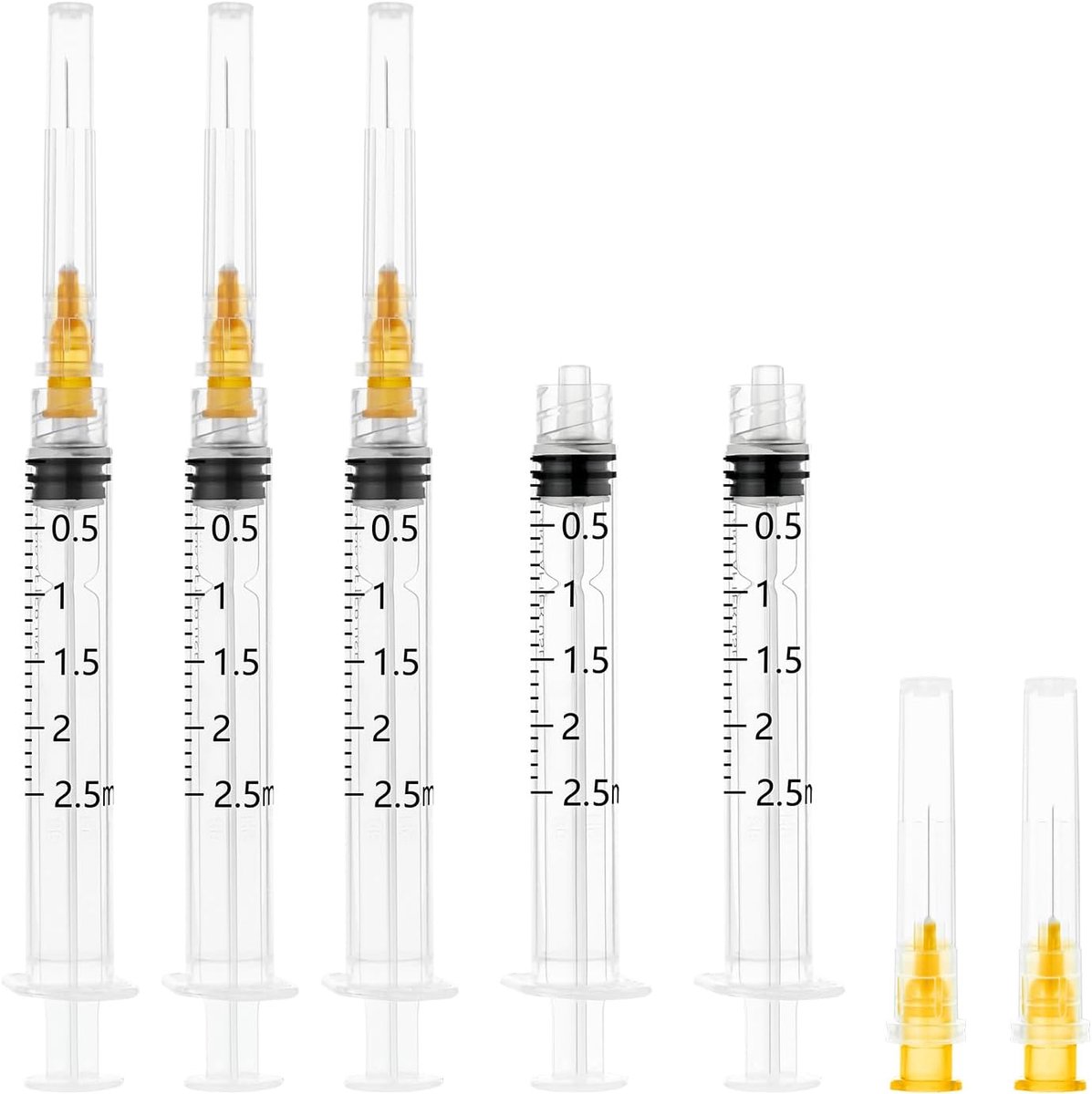 2,5 ml/cc kunststof spuit met 25 g (25 mm), plastic tube spuiten, multifunctioneel meetgereedschap, afzonderlijk verpakt