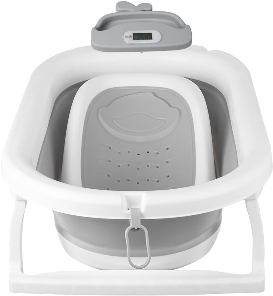 Kinderbad van PP + PTE antislip opvouwbare badkuip voor baby's ruimtebesparend bad voor pasgeborenen (blad) 43 x 18 x 86 cm - grijs