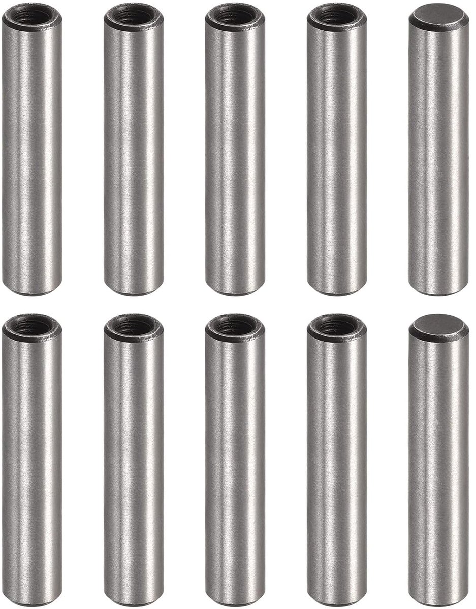 sourcing map 10 stuks M5 binnendraad plugpen 8x40mm afschuining plat koolstofstaal cilindrische pen bed boekenkast metalen apparaten industriële pennen
