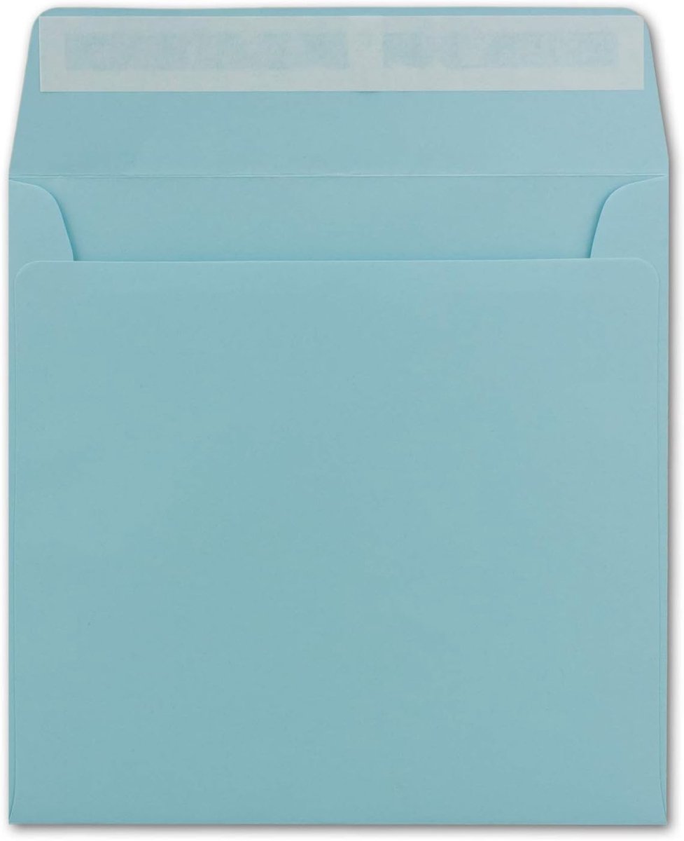 25 vierkante enveloppen lichtblauw - 15,5 x 15,5 cm - 120 g/m² zelfklevend stabiele couverts zonder venster - van uw Glüxx-Agent