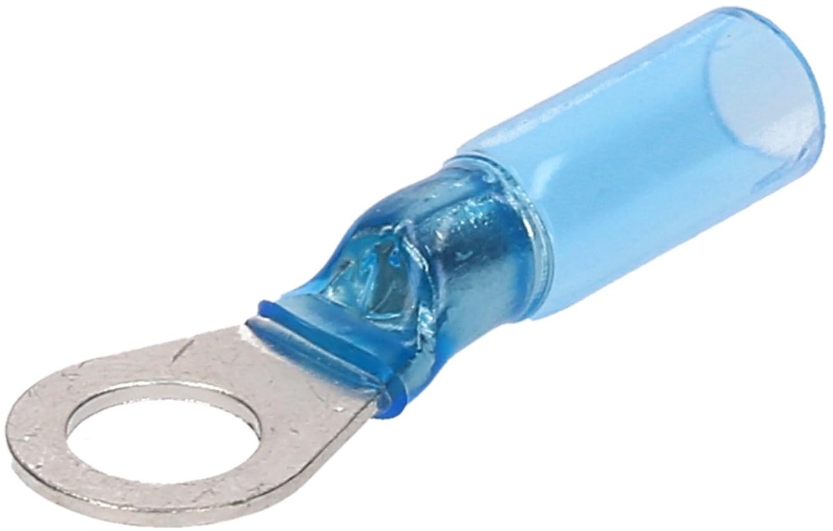 10x Ringkabelschoenen met Krimpisolatie - Blauw - 1,5-2,5 mm² - M8 | Waterdichte krimpverbinders met binnenlijm, geschikt voor AWG16-14 kabels, corrosiebestendige elektrische verbinding