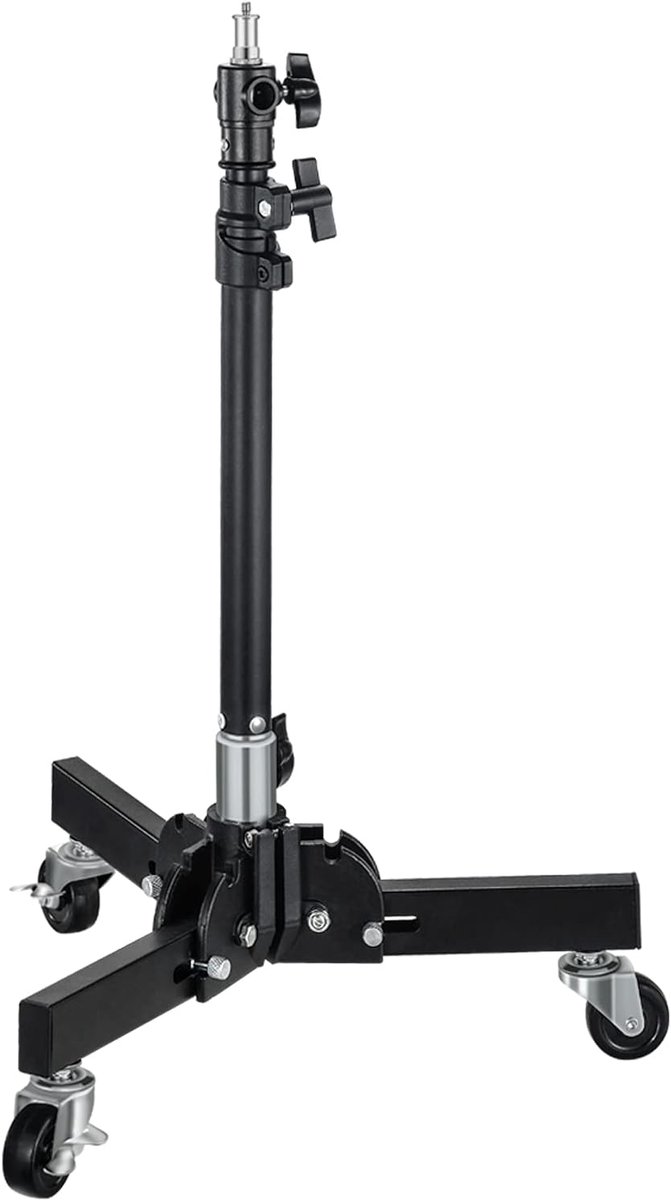 Houder voor fotoverlichting met wieltjes, verstelbare standaard van 24 tot 80 cm, voor het fotograferen van kleine voorwerpen, reflectoren, achtergrondlicht en softbox Monoluci (zwart)