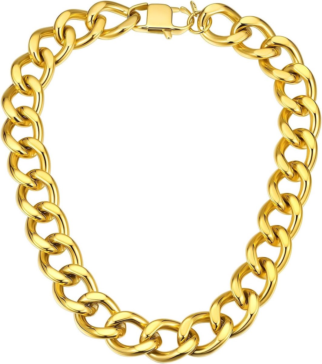 Pantserketting voor dames, roestvrij staal, 12/16/20 mm, zilver/goud, dikke Cubaanse ketting, 41/46/51 cm, hiphop-sieraden voor Valentijnsdag