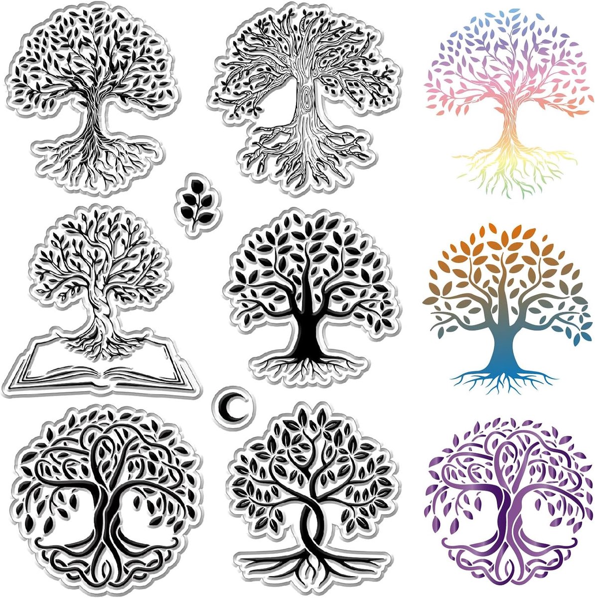 Tree of Life heldere stempels Maanblad Boek Herbruikbare postzegel Transparant siliconen stempelzegels voor DIY scrapbooking journaling kaarten maken decor film frame fotoalbum decoratief