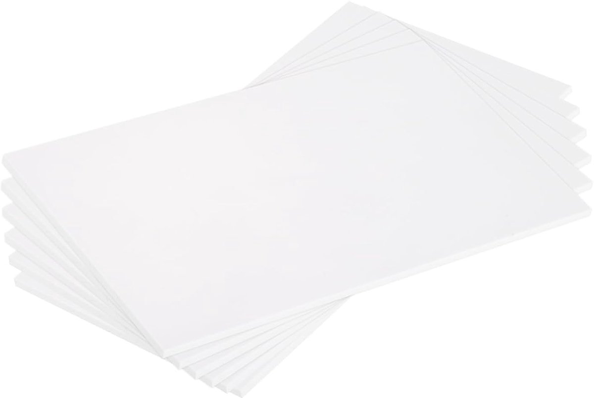6 stuks ABS kunststof plaat, 18 x 10 cm, 4 mm dik, ABS styreenplaten, kunststof plaat, op maat gesneden voor modelbouw, knutselen, doe-het-zelf handwerk, paneel, wit