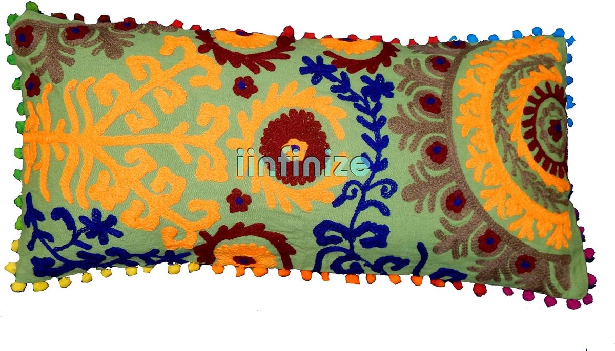 Decoratieve Kussenhoezen 12x24 Inch - Gembroide Suzanipatroon - Multifunctioneel voor Binnen en Buiten - SnelShoppen