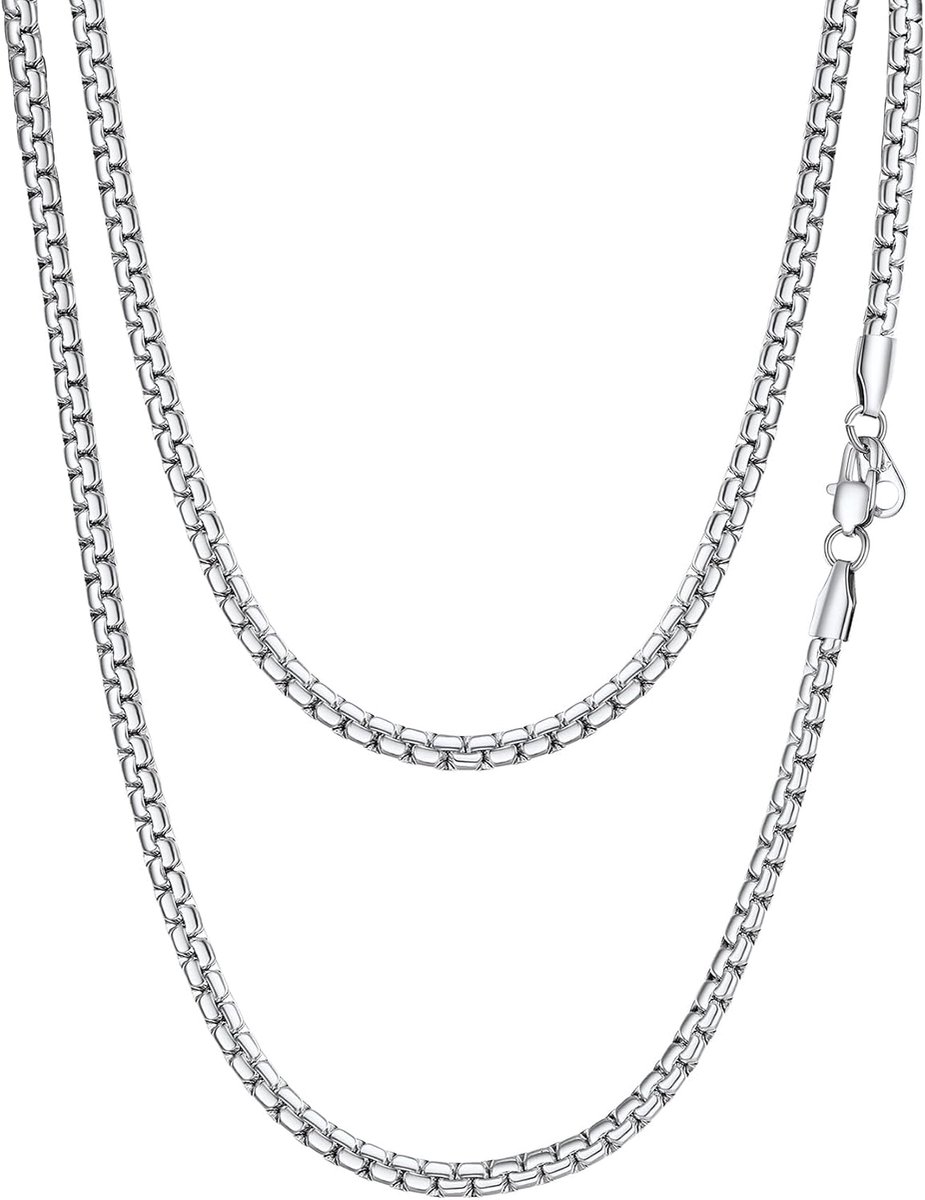 Roestvrij Staal Herenkettingen Zilver/Zwart/Goud, 2/4/6/8 mm Venetiaanse Ronde Doosketting 36-76 cm Lang, Mannenketting Necklace For Men Hiphop Rapper Cadeau Ideeën