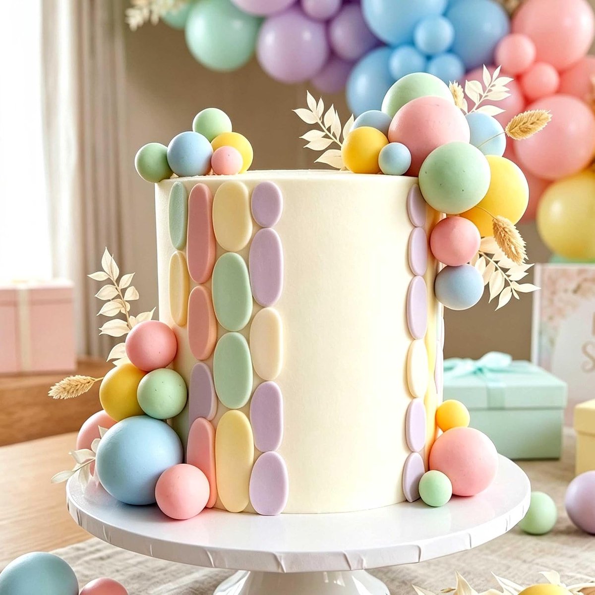 50 stukjes macarons regenbal cakeversiering pastelkleurige bollen | Makronen Kogel Taartversiers Regenboog Gebakdecoratie Babyparty Bruiloft Verjaardag