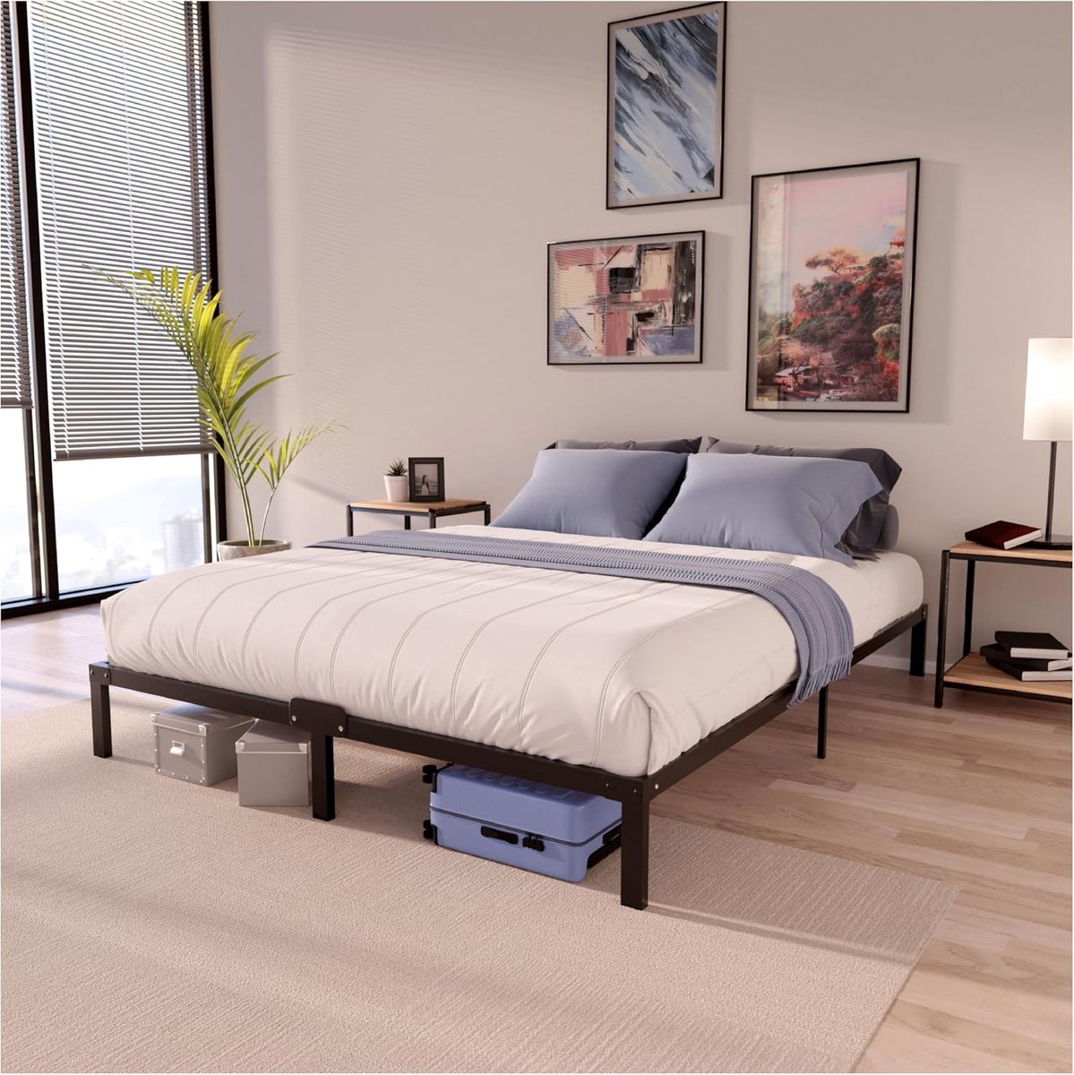 Bedframe 120x200 cm met Lattenbodem - Lattenbodem 120x200 en Lattenbodem 120x190 met Poten - Hoogte van 35 cm - Stevige Structuur, Eenvoudige Montage en Opbergruimte