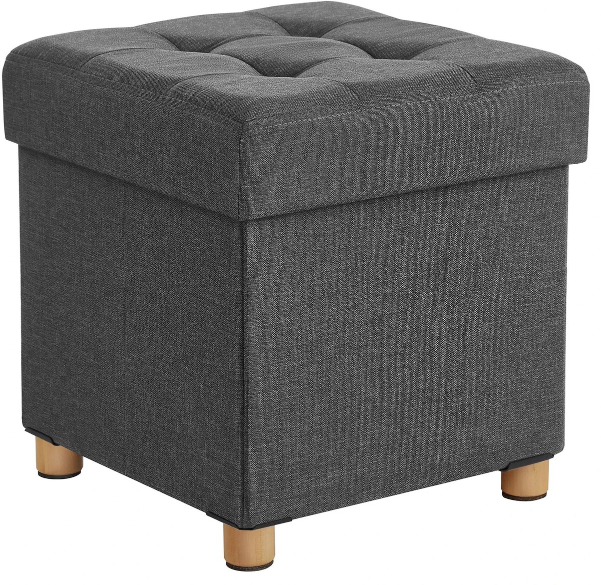 Reky Poef - Poef met opbergruimte - Stoel - Bank - Zitkruk - Opbergdoos - Zitplek - Donkergrijs - 38 x 40 x 38 cm - 37 L