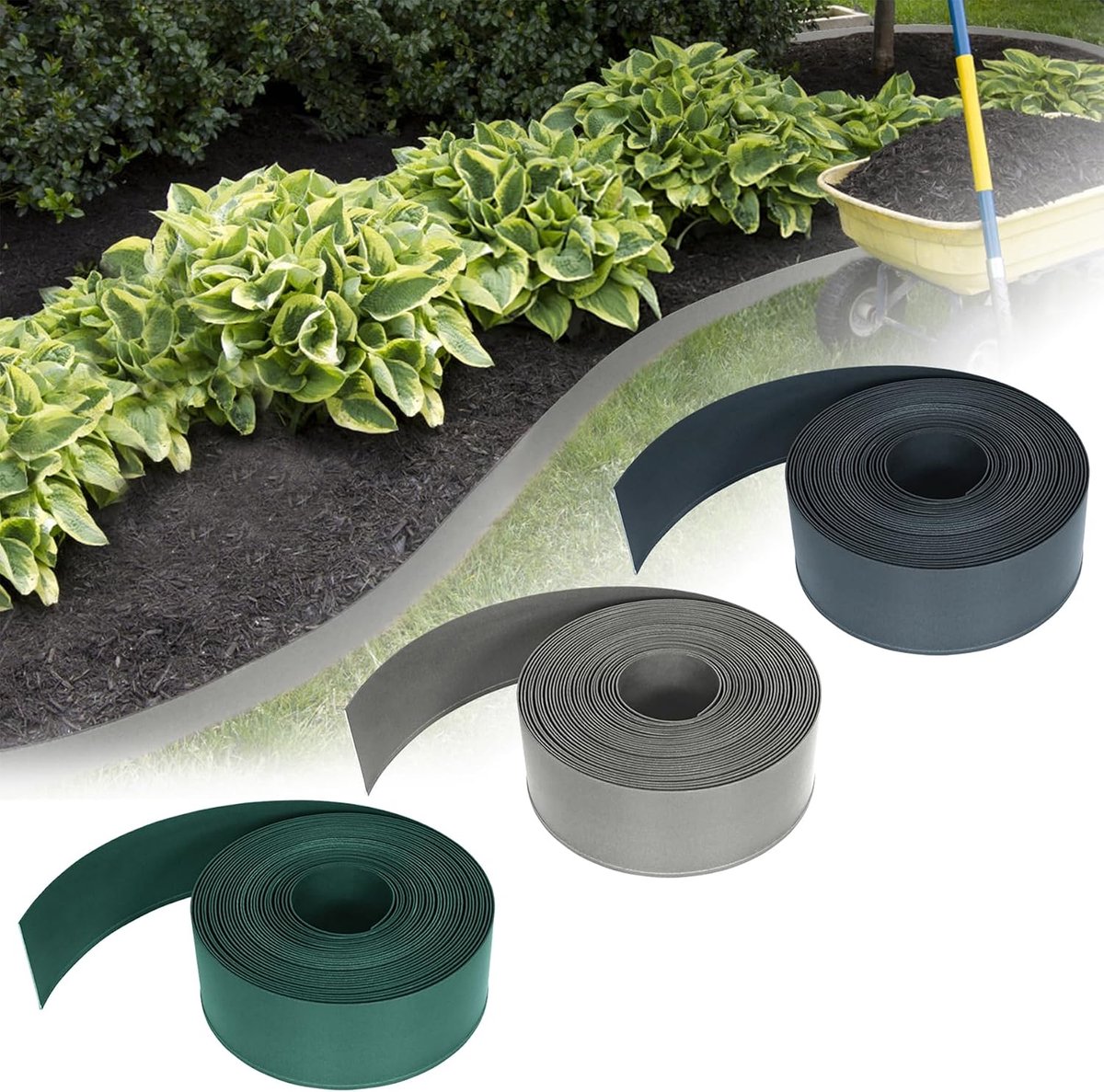 20m Bedrand Maairand van PP, Plastic Bloem bed Rand Gazon Rand, DIY Plastic Tuinrandenreeks, Gebogen en Rond Bloembed voor Tuin (Antraciet)