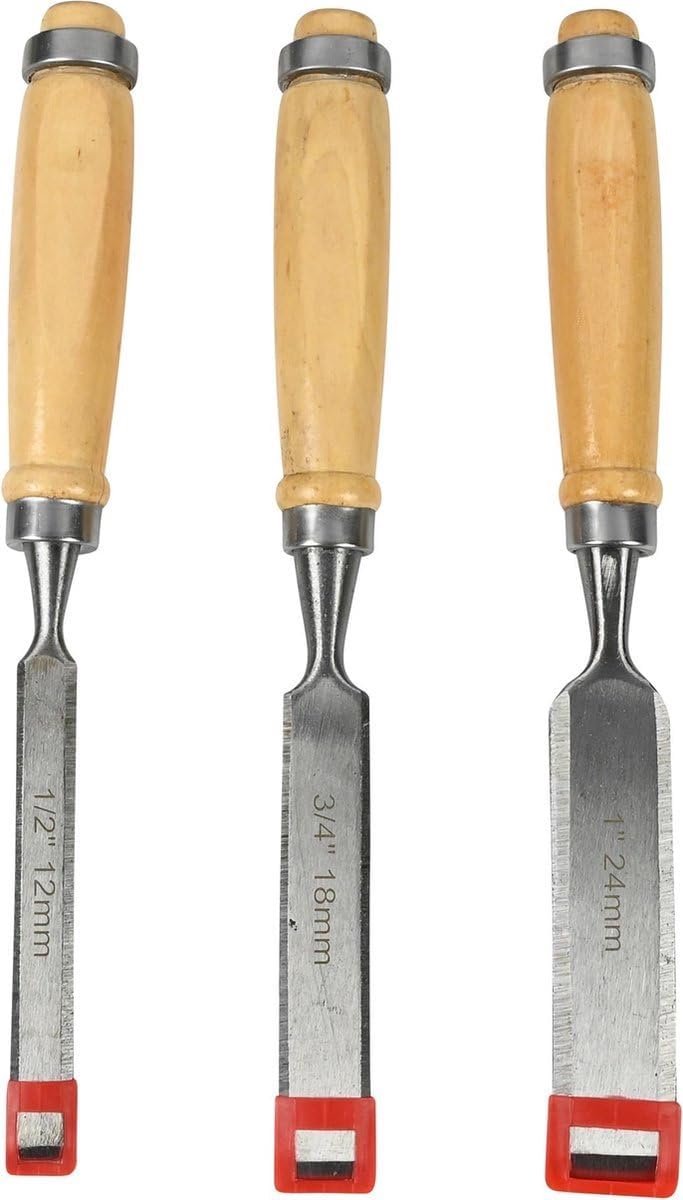 Houtbeitel set 3-delig - RVS - Diverse maten 12/18/24 mm - Voor houtbewerking - SnelShoppen